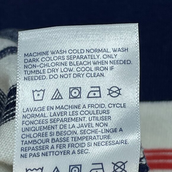 Lands End Cardigan Sweater Womans Size XS (2-4) White Blue Red Heavy Button Up - Picture 7 of 7